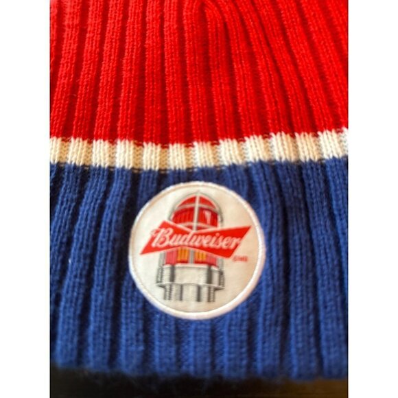 Budweiser Hockey Night in Canada Knit Skull Hat Ski Cap Red Blue One Size - Picture 2 of 6